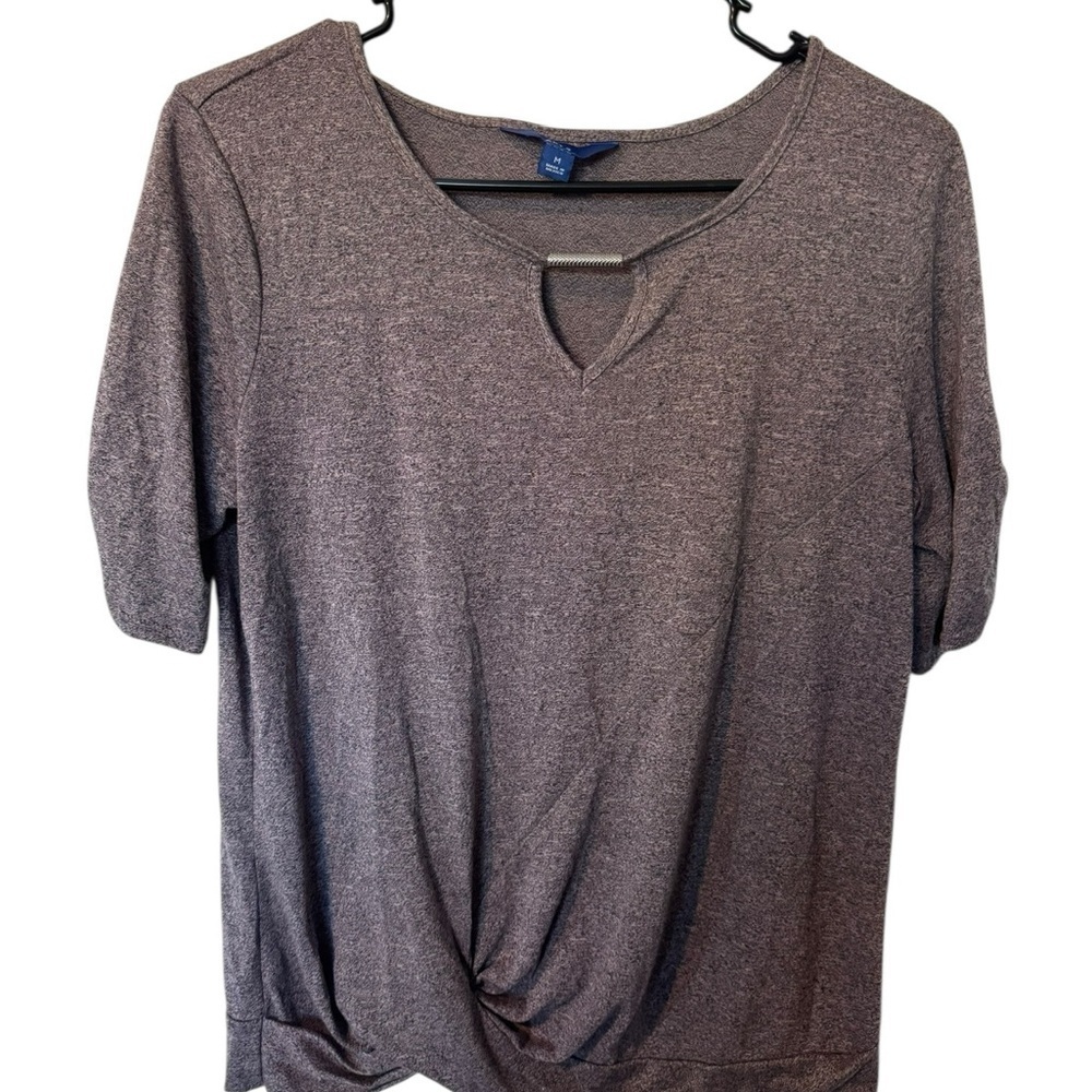 Apt. 9 Gray Tie Front Short Sleeve Tee